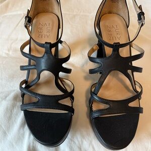 Naturalizer Black Minimalist Sandals with Adjustable Straps Size 9